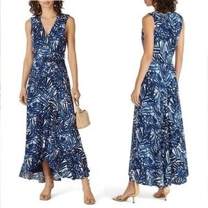 Jonathan Simkhai Blue Leaf Print Midi Dress